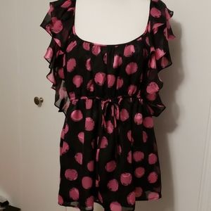 Pink & Black polka dot top